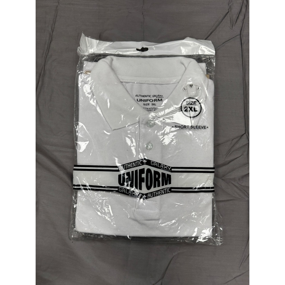 Authentic Galaxy Uniform Mens 2XL White Short Sleeve Polo Shirt MPQ-51W/2X NIP